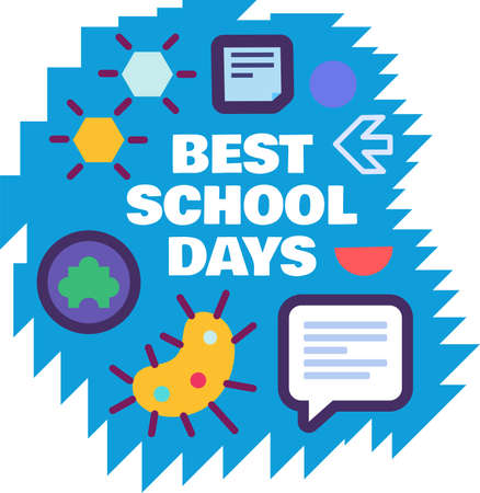 Best school days creative sticker isolated on white background.のイラスト素材