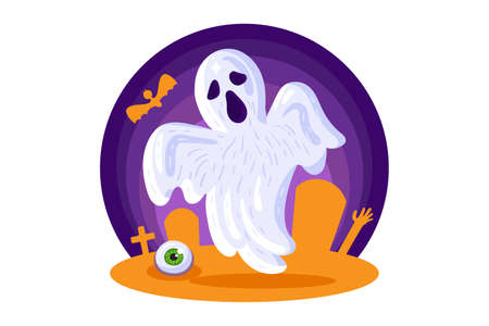 Halloween card design element with scary ghost