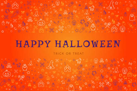 Happy halloween greeting card with hand drawingsのイラスト素材