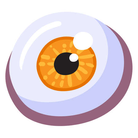 Glossy eyeball, cartoon zombie eye for Halloween concept. Scary element for invitation or greeting card design. Candy icon for trick or treat. Vector illustrationのイラスト素材