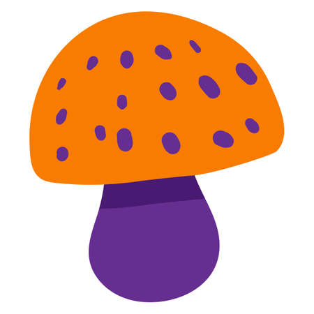 Colorful poisonous mushroom icon for Halloween design. Template card, invitation, holiday poster element. Cartoon fly agaric sign. Vector illustrationのイラスト素材
