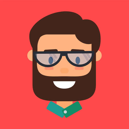 Hipster avatar, icon of bearded man in glassesのイラスト素材