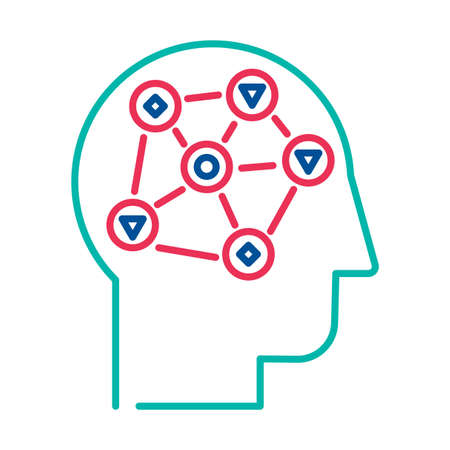 Data analysis linear vector icon on white background. Information processing thin line pictogramのイラスト素材