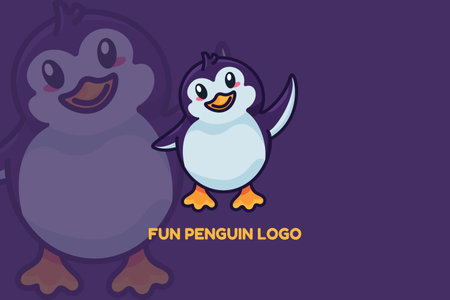 Penguin fun animal flapping with wing vectorのイラスト素材