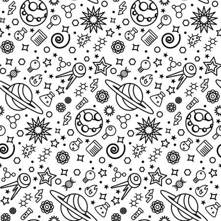 Space universe science seamless pattern vectorのイラスト素材