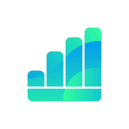 Bar chart growth and progress profit icon vector. Financial infographic showing increase market or success business achievement concept linear pictogram. Color contour illustrationのイラスト素材