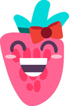 Strawberry sweet food emoji happy emotion vectorのイラスト素材