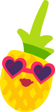 Pineapple lady fruit emoji happy emotion vectorのイラスト素材