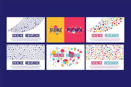 Science research collection banner set vectorのイラスト素材