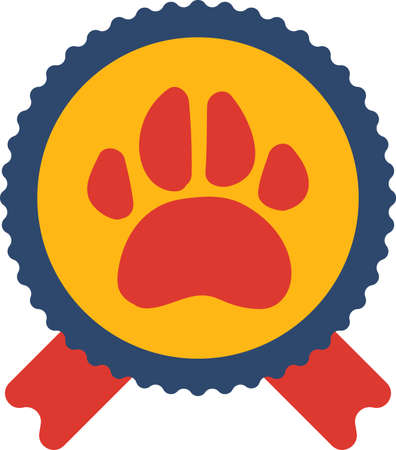 Paw on medal dog competition badge sticker vectorのイラスト素材