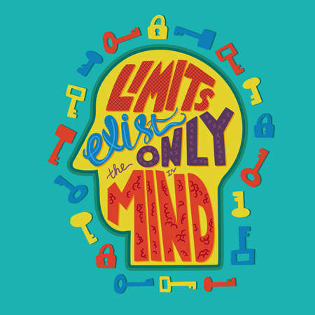 Limits exist only in mind motivation quote vectorのイラスト素材