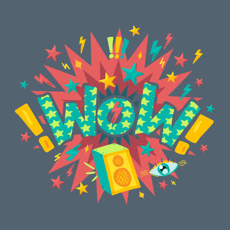 Wow astonishment, expression in letter art vectorのイラスト素材