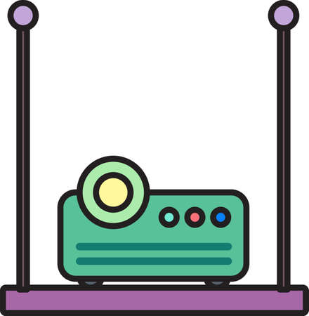 Projector device for presentation icon vector. Electronic gadget technology for presenting project on conference or office meeting in office. Digital technology flat cartoon illustrationのイラスト素材