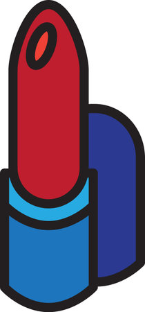 Lipstick make-up cosmetology accessory vector. Cosmetic tool for painting lip, beautician glamor mouth. Stick beauty fashionable equipment for color paint flat cartoon illustrationのイラスト素材