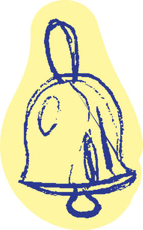 Xmas toy in bell form for decorate fir-tree vector. Christmas celebration pine tree ornament ringing and jingle, winter season accessory. New year holiday golden ring decor flat cartoon illustrationのイラスト素材