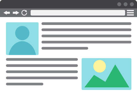 Web Template and Elements for site of blog and infographics on computer. Page Site or Article UI UX...