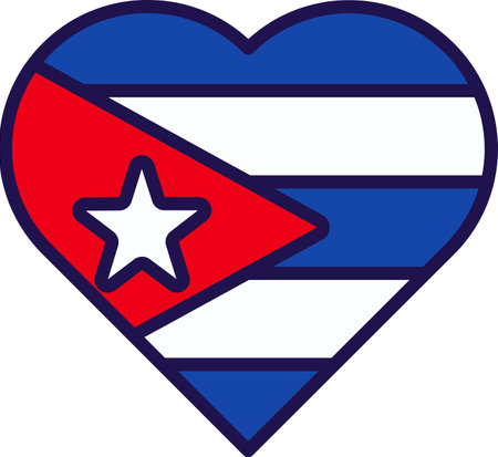 Republic of cuba country flag in heart form vector. National, official and patriotic symbol of freedom land in love shape. Island territory traditional insignia flat cartoon illustrationのイラスト素材
