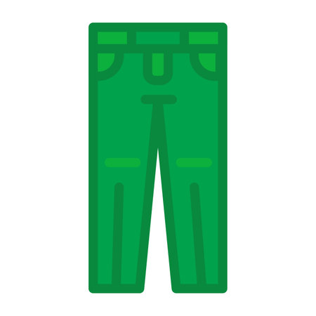 Pants elegant unisex textile clothing icon vector. Green jeans fabric garment for man and woman. Comfortable trousers clothwear, classic fabric suit clothes for legs flat cartoon illustrationのイラスト素材