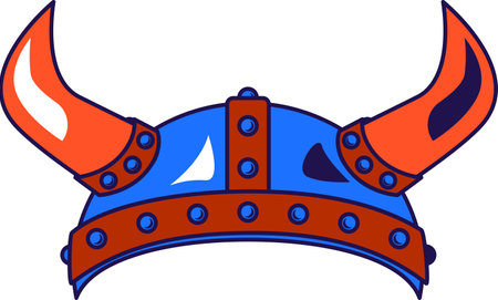Ancient Viking Helmet Bull Horns Decoratedのイラスト素材