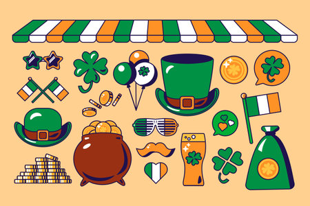 St. Patrick Day Traditional Festive Elements Setのイラスト素材
