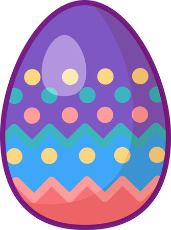 Festive Easter decorated egg. Happy funny painted chicken egg. Flat cartoon egg iconのイラスト素材