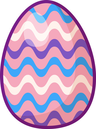 Festive Easter decorated egg. Happy funny painted chicken egg. Flat cartoon egg iconのイラスト素材