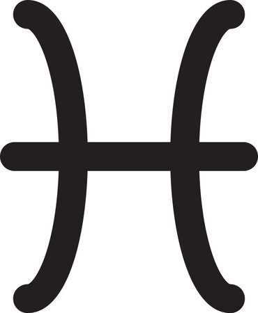 Pisces linear vector icon of astrological zodiac sign, water element. Fortune telling, drawing up future astrological forecast. Simple black and white line symbol isolated on white backgroundのイラスト素材