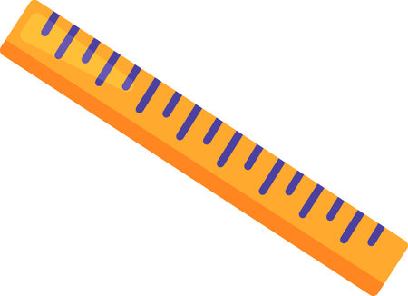 Wooden school ruler, simple measuring tool for schoolchildren for drawing and geometry classes. Measuring segments and straight lines. Simple colored flat vector icon isolated on white backgroundのイラスト素材