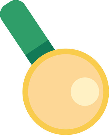 Round magnifying glass with wooden handle. Subject, careful study of written text and small objects in school lessons. Simple colored flat vector icon isolated on white backgroundのイラスト素材