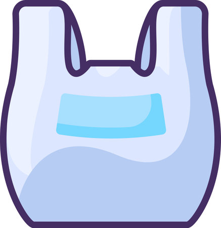 PVC cellophane bag with handles. Recycling of plastic production and packaging waste. Flat icon in stroke, element for infographics design. Simple cartoon outline vector isolated on white backgroundのイラスト素材