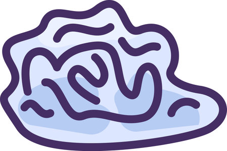 PVC crumpled wad of plastic packaging. Recycling of plastic production and packaging waste. Flat icon in stroke, element for infographics design. Simple cartoon outline vector isolated on white backのイラスト素材