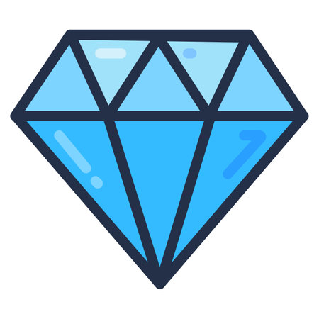 Faceted sky blue diamond. Expensive jewelry gift decorations, processing of natural gemstones diamonds. cutting and selling jewelry. Simple cartoon outline vector isolated on white backgroundのイラスト素材