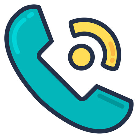 Telephone receiver with symbol of speech, conversation, urgent message. Sharing important business information. Telephone conversation of office employees. Simple cartoon outline vector isolatedのイラスト素材