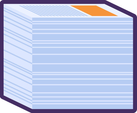 Stack of old newspaper sheets, archive of documents for recycling and disposal. Flat icon in stroke, element for infographics design. Simple cartoon outline vector isolated on white backgroundのイラスト素材