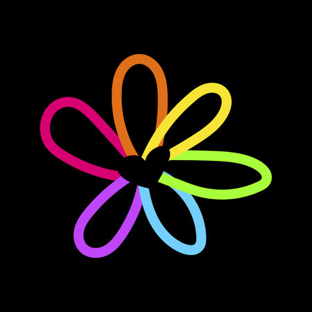 Neon Rainbow Chamomile Flower Pride Party Iconのイラスト素材