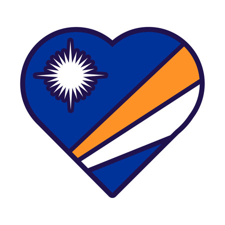 Patriot heart in national Marshall flag colors. Festive element, attributes of Marshall Independence Day. Cartoon vector icon in national colors of country flag isolated on white backgroundのイラスト素材