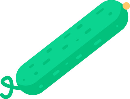 Fragrant green cucumber. Fresh vegetable salad ingredient. Autumn harvest in agriculture. Wholesome and healthy food. Simple colored flat vector symbol isolated on white backgroundのイラスト素材