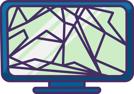Broken monitor tv screen, electronic home devices. Devices out of use and subject to disposal. Recycling of industrial products. Simple cartoon outline vector isolated on white backgroundのイラスト素材