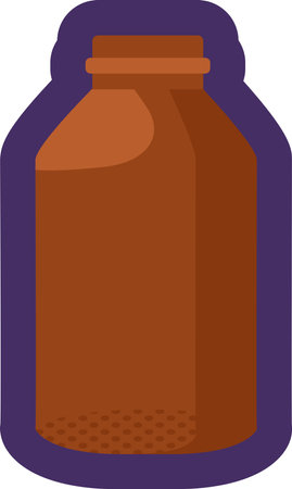 Brown glass glass container for storing medicines and pills. Medical item out of use for disposal. Recycling of industrial products. Simple cartoon outline vector isolated on white backgroundのイラスト素材