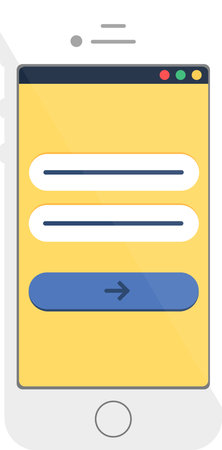 User authorization, login authentication page of website of mobile application in smartphone. Web page menu on screen of digital device. Simple flat vector icon isolated on white backgroundのイラスト素材