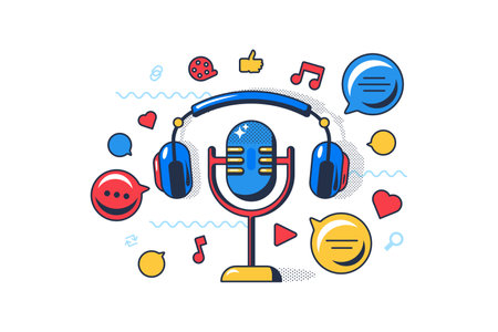 Dj Radio Host Microphone Outline Conceptのイラスト素材