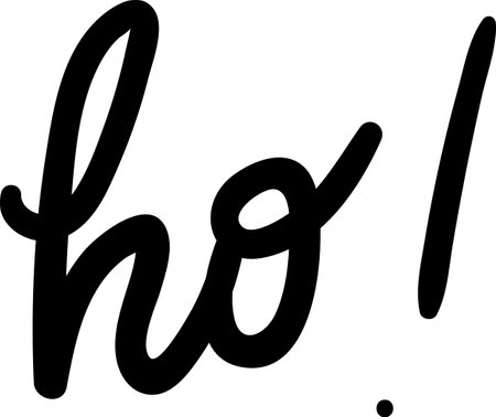 Ho word Santa Merry Christmas quote. Holiday calligraphy phrase handwritten in black ink. New year quote in fairy tale character. Simple black and white vector isolated on white backgroundのイラスト素材