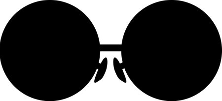 Shape of round detective glasses. Health and vision protection. Contour eye protection accessory icon. Simple black and white silhouette vector icon isolated on white backgroundのイラスト素材