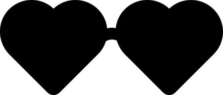 Shape of Heart shaped romantic glasses. Health and vision protection. Contour eye protection accessory icon. Simple black and white silhouette vector icon isolated on white backgroundのイラスト素材