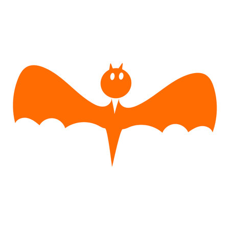 Festive winged bat flat icon. Holiday festive badge sticker. Decorative winged bat element for scrap booking, greeting card, party invitation. Color vector isolated on white backgroundのイラスト素材