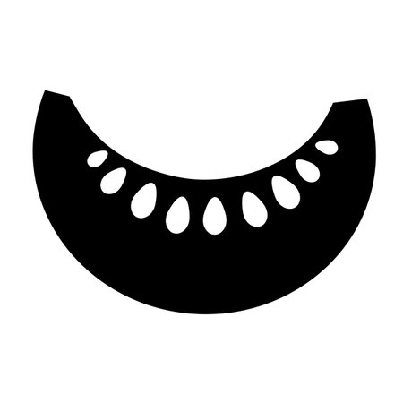 Silhouette of sliced pumpkin, element of Thanksgiving day festive table decoration. Sliced pumpkin contour holiday symbol. Simple black shape vector icon isolated on white backgroundのイラスト素材