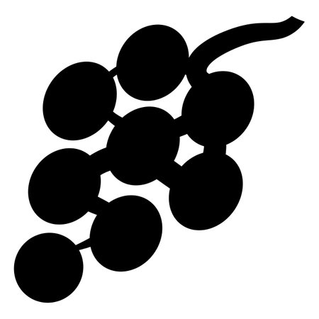 Silhouette of bunch of ripe grapes, element of Thanksgiving day festive table decoration. Bunch of grapes contour holiday symbol. Simple black shape vector icon isolated on white backgroundのイラスト素材