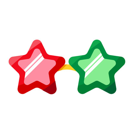 Christmas disco star shaped glasses. Xmas party accessory. Festive New Year vector icon isolated on white background for decoration of holiday designのイラスト素材