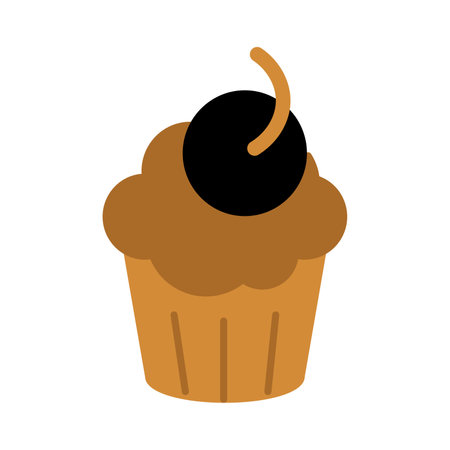 Luxury symbol of caramel cake with cherry filling. Christmas symbol in boho style. Festive New Year vector icon isolated on white background for decoration of holiday designのイラスト素材