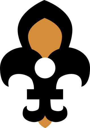 Luxury boho style family coat of arms lily symbol in black and gold colors. Religious mystical pictogram. Secret sacred vector sign isolated on white background for decoration of occult designのイラスト素材